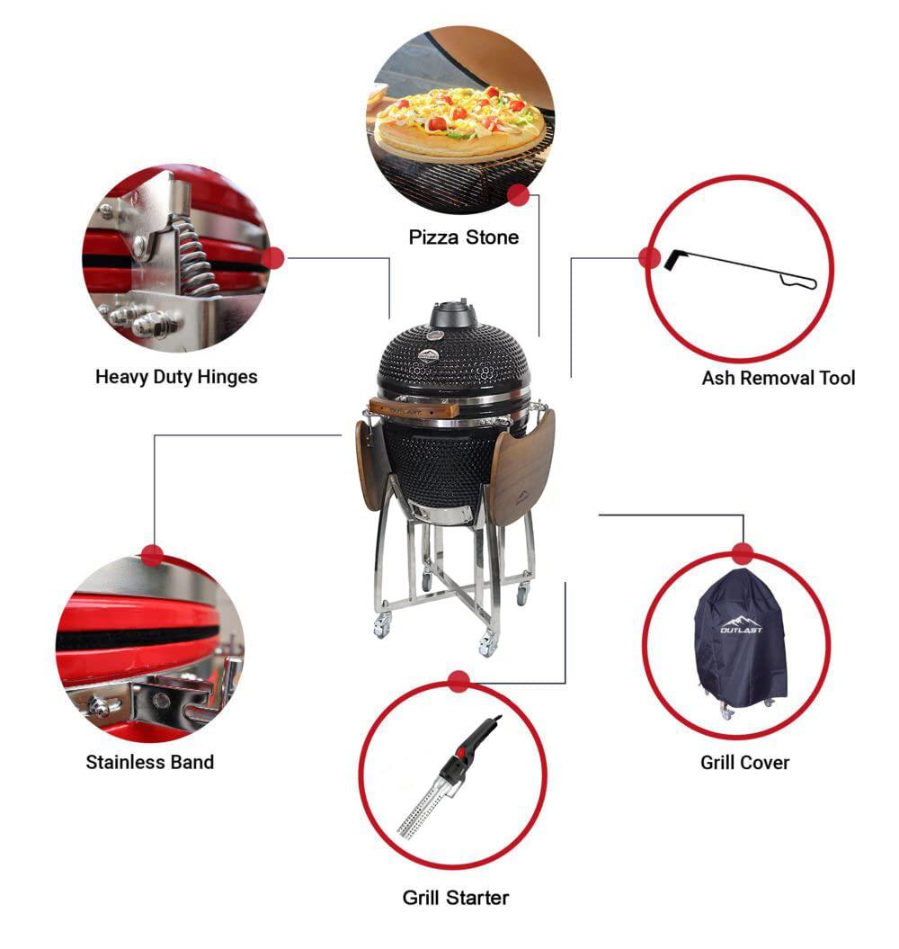 Outlast 24" Large Ceramic Kamado Barbecue Charcoal Grill - CookCave