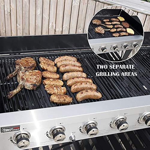 Royal Gourmet 8-Burner Gas Grill, 104,000 BTU Liquid Propane Grill, Independently Controlled Dual Systems, Outdoor Party or Backyard BBQ, Black - CookCave