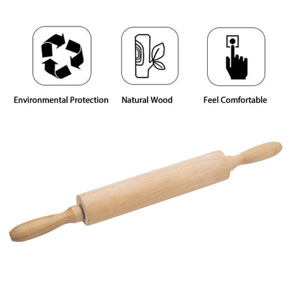 Classic Wood Rolling Pin for Baking - Professional Dough Roller with Handle, Essential Wooden Tool for Making Cookie, Fondant, Pizza, Pastry, Pie, Bread, Tortilla, Pasta, etc. - CookCave