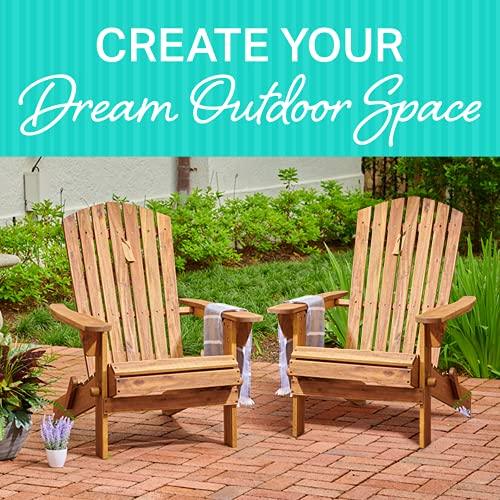 Plant Theatre Wooden Adirondack Chair - Weather Resistant, Acacia Wood, Foldable Fire Pit Chairs for Porch, Deck, Lawn and Campfire - Outdoor Patio Furniture - CookCave