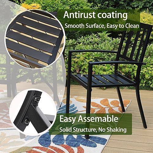 MFSTUDIO 6 Piece Patio Dining Metal Chairs,Outdoor Wrought Iron Seating Stackable Bistro Chairs - Supports 301 LBS,(Black) - CookCave