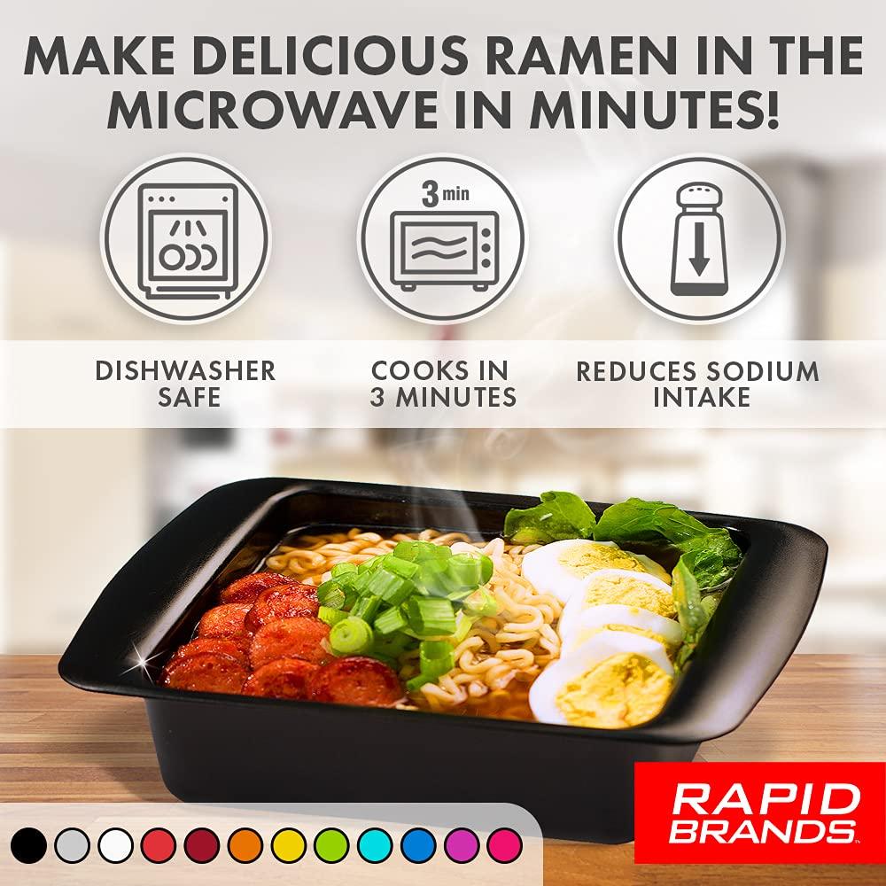 Rapid Ramen Cooker - Microwave Ramen in 3 Minutes - BPA Free and Dishwasher Safe | Perfect for Dorm, Small Kitchen, or Office (2-Pack,Black) - CookCave