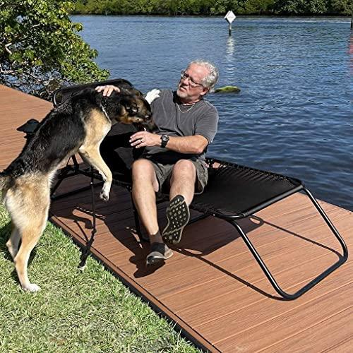 EZCHEER Oversize Folding Chaise Lounge Outdoor, 16 inch Extra High Patio Camping Sunbathing Recliner, Support 350lbs Lay Flat Pool Beach Lawn Chair with Storage Bag - CookCave