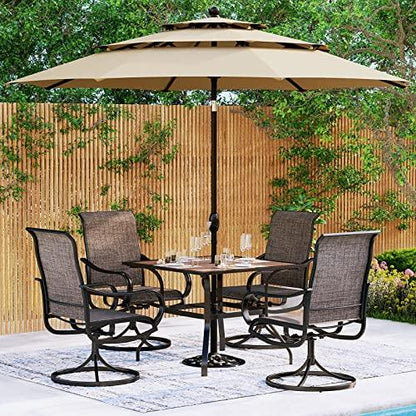MFSTUDIO 2 Pieces Patio Sling Dining Swivel Chairs with Steel Metal Frame,Bistro Backyard Rocker Chairs Weather Resistant Garden Outdoor Furniture, Ash-ish Brown Fabric and Black Frame - CookCave