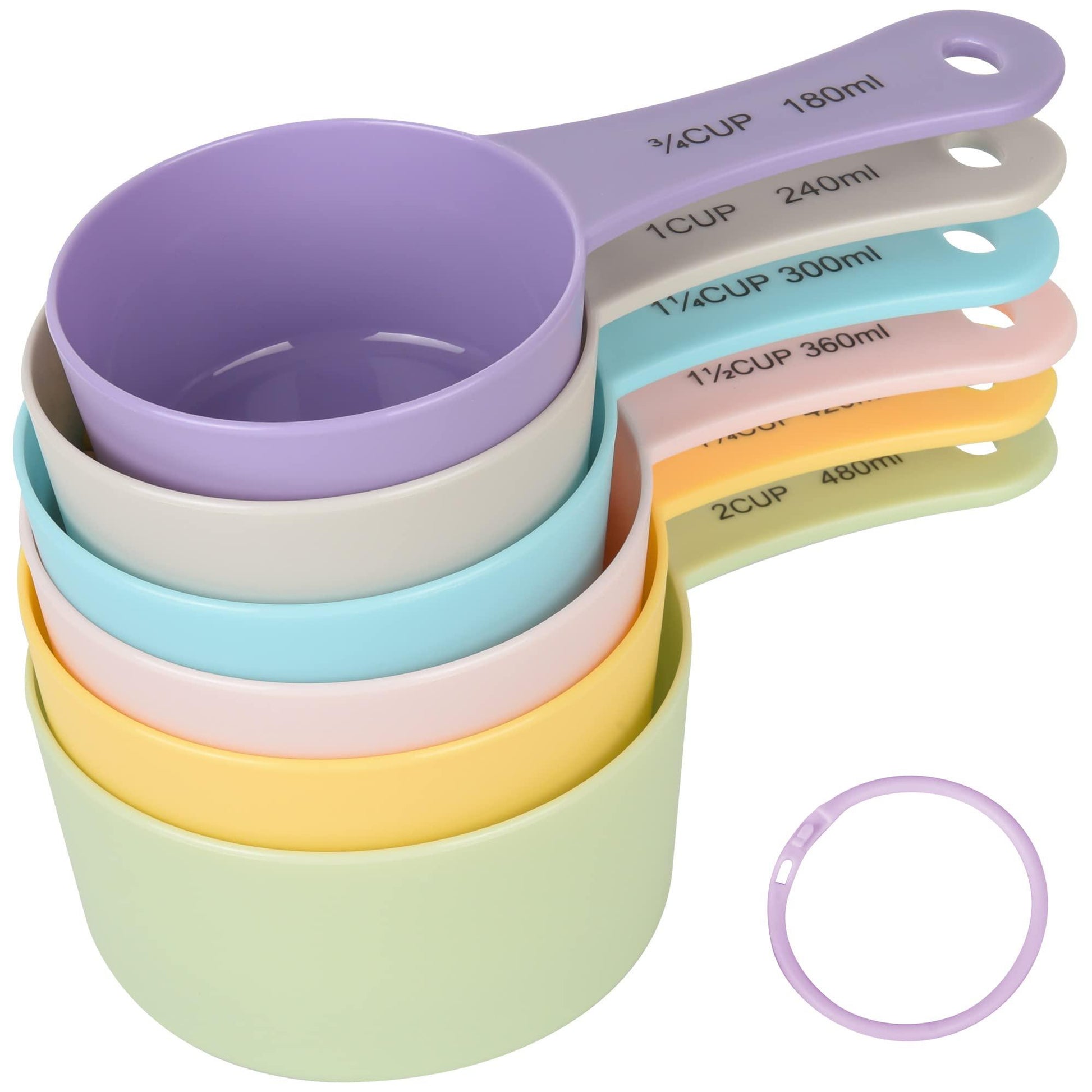 zoyizi Measuring Cups Set of 6, Plastic Measuring Cups for Baking&Kitchen, Engraved Metric/US Markings for Liquid&Dry Measuring, Colorful Big Capacity Measuring Cups with 3/4&1-1/4&1-1/2&1-3/4&2Cups - CookCave