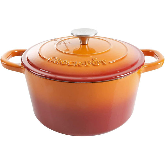 Crock-Pot Artisan Round Enameled Cast Iron Dutch Oven, 5-Quart, Sunset Orange - CookCave