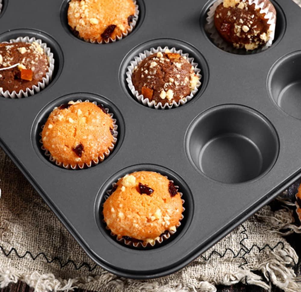 Cezoyx 4 Pack Nonstick Muffin Pan, 12 Cup Carbon Steel Cupcake Pan Muffin Baking Pan for Making Muffins or Cupcakes - CookCave
