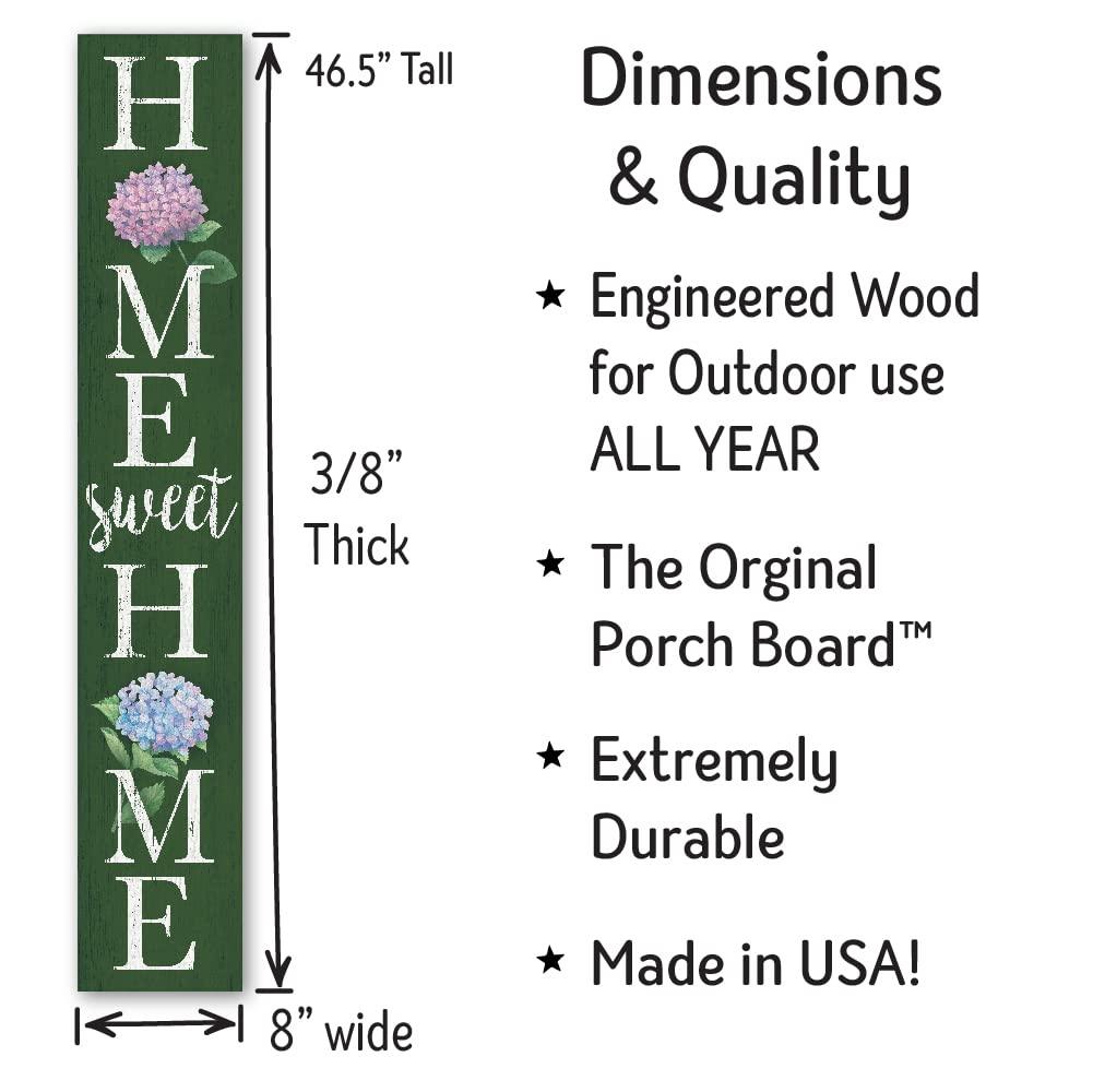 My Word! Home Sweet Home Hydrangea Porch Board Welcome Sign and Porch Leaner for Front Door Porch Deck Patio or Wall - Indoor Outdoor Spring Farmhouse Rustic Vertical Porch and Yard Decor - 8"x46.5" - CookCave