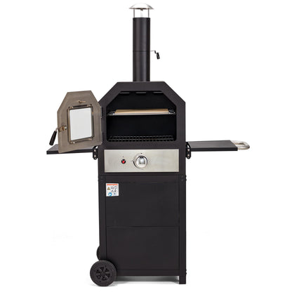 Vicluke 12" Outdoor Pizza Oven, Gas Pizza Oven CSA Approved, Portable Propane Pizza Oven, 2-Layer Smokeless BBQ Oven with Wheels, Foldable Shelf with Handle for Outdoor, Camping - CookCave