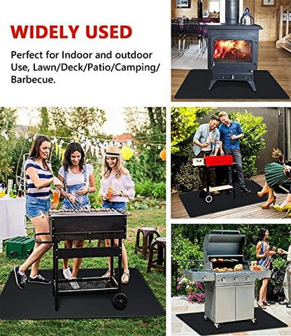 Protebox 48 x 30 inch Under Grill Mats for Outdoor Grill, Double-Sided Fireproof Deck and Patio Protector Mat, BBQ Mat for Under BBQ, Waterproof Oil-Proof Grill Floor Pads Fire Pit Mat Fireplace Mat - CookCave