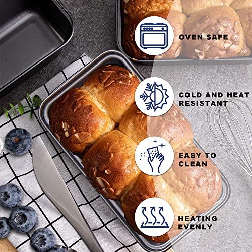 HONGBAKE Mini Loaf Pan for Baking Bread, 6 x 3.3 x 2 In Nonstick Small Banana Bread Tins Set of 3, Tiny Carbon Steel Meatloaf Pan - Dark Grey - CookCave