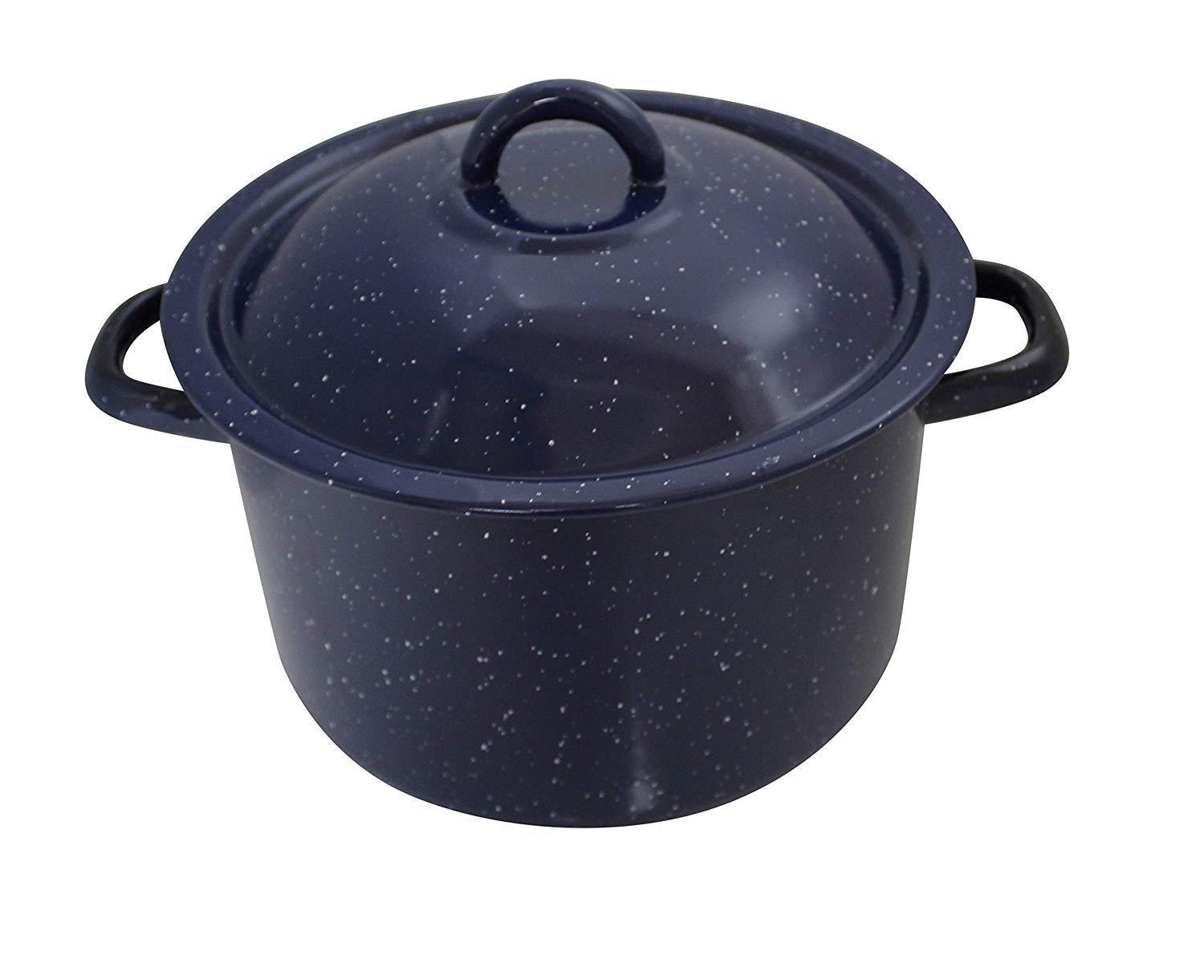 IMUSA USA 4-Quart Blue Speckled Enamel Stock Pot with Lid - CookCave