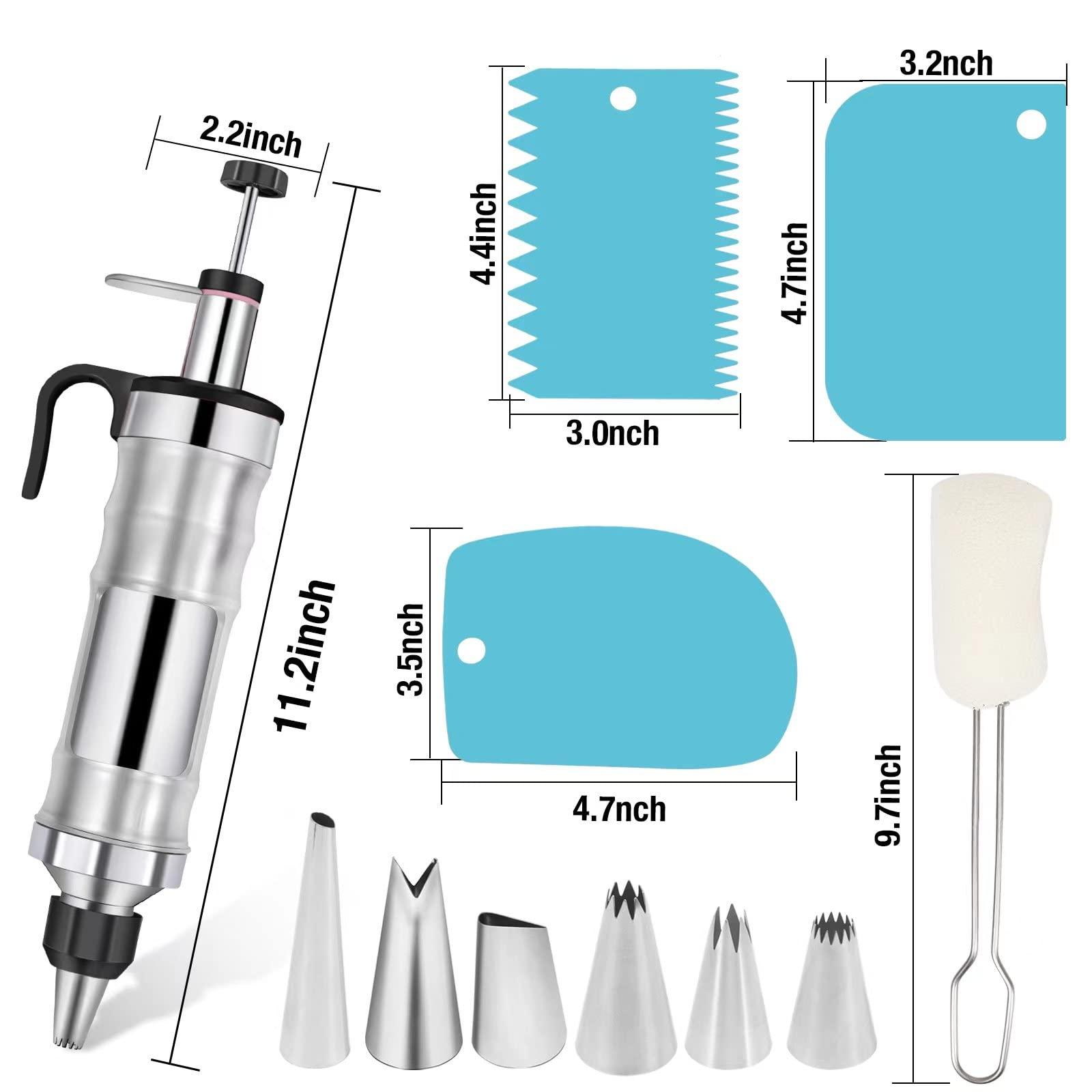 Icing Decoration Gun Set Dessert Decorating Decorator Syringe Cake Decorating Tool 6 Russian Piping Icing Nozzles Cream Scraper Cupcake Frosting Filling Injector Cake Icing Tools - CookCave