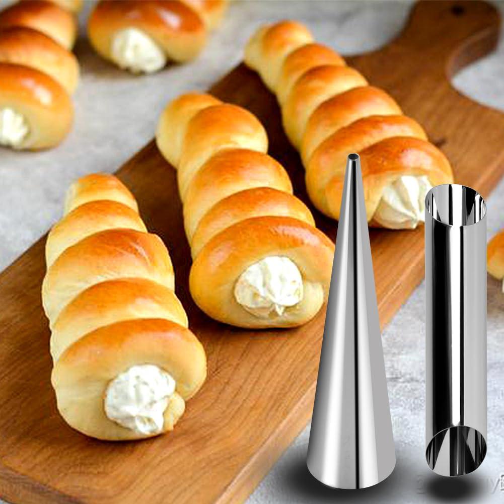 Guowall Cream Horn Mold, Stainless Steel Ice Cream Cone Mold and Tubular Shaped Reusable Pastry Mould for Baking, DIY Baking Tool with Cleaning Brush (21pcs) - CookCave