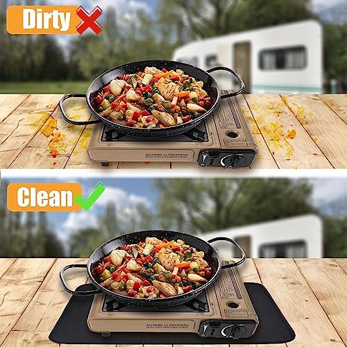 Amerbro 15 x 18 in Fireproof Grill Mats for Outdoor Tabletop Grill to Protect Your Grill Table - Heat Resistant Grill Table Mat - Waterproof & Oilproof BBQ Mat - Black (1mm) - CookCave