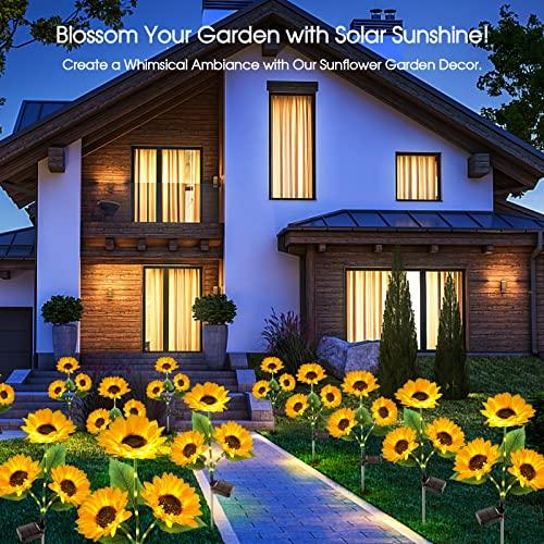 KOOPER Solar Lights Outdoor Garden Decor - Upgraded 3 Pack Solar Garden Lights with 9 Sunflower Lights, Waterproof Solar Outdoor Lights Auto ON/Off Solar Decorative Lights for Garden, Backyard - CookCave