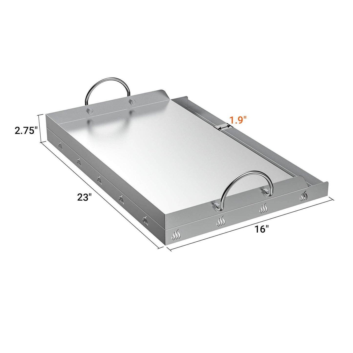 onlyfire Universal Stainless Steel Rectangular Griddle for Gas BBQ Grills, 23" x 16" - CookCave