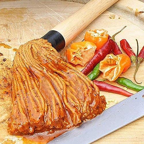 2 Pack Grilling Basting Mop, Large BBQ Sauce Basting Mops & Brushes with Wooden Long Handle and 6 Extra Replacements for Grilling Smoking BBQ Steak, 19.2+18 Inch - CookCave