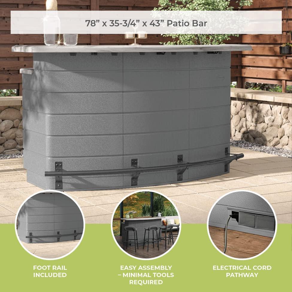 Suncast Backyard Oasis Entertainment Pull-Out Drawers and Shelving Space, Water-Resistant Outdoor Food and Bar Unit, Gray - CookCave