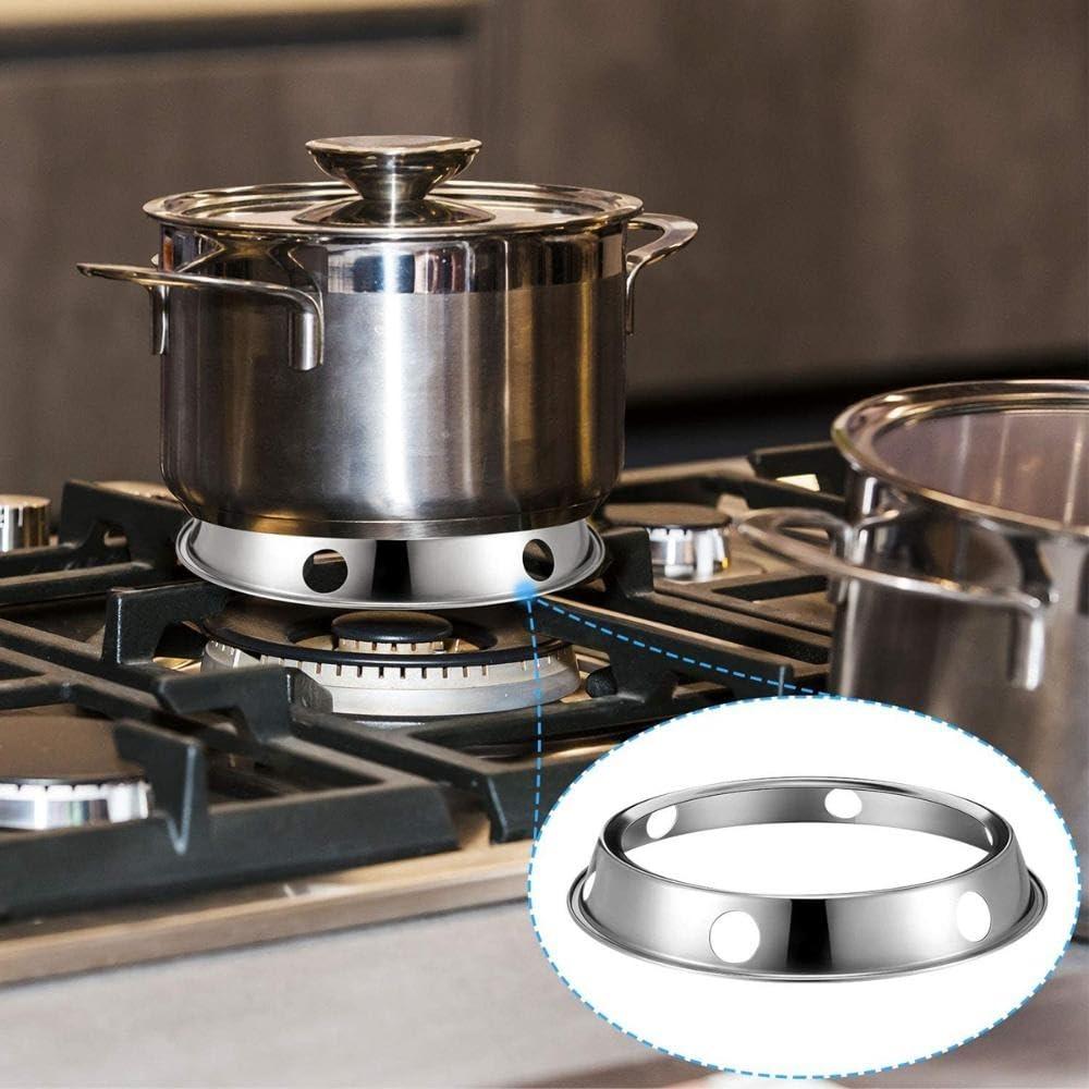 2Pcs Wok Ring for Gas Stove, Stainless Steel Pots Rack Round Wok Stand Holder Reversible Size for Kitchen Supplies Utensils(2pcs 21.5cm) - CookCave