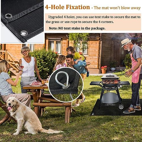 Grill Mats for Outdoor Grill with Holes, 36×50 inch Under Grill Mat, Grill Mats for Outdoor Grill Deck Protector, Indoor Fireplace Mats Fire Pit Mats, Easy to Clean Reusable Outdoor Grill Mat - CookCave