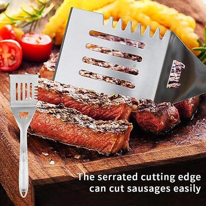 Evanda Grill Spatula, Stainless Steel Multifunction Barbecue Turner, Sturdy and Durable Handle, Heat Resistant, Great for Outdoor BBQ, Teppanyaki, Camping - CookCave