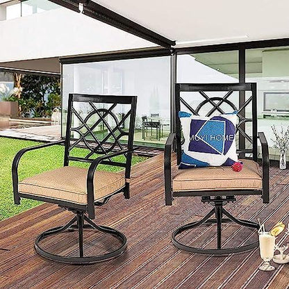 Oakcloud Outdoor Metal Swivel Dining Chairs, Strong Capacity Patio Chairs Set of 4, Patio Dining Chair Patio Furniture with Cushion for Garden, Backyard, Bistro, Black - CookCave