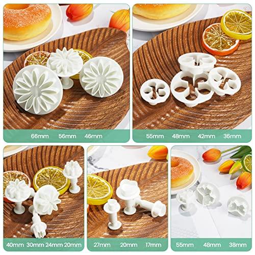 NUOMI Cookie Mold Presses Mooncake Mold Fondant Stamps with Cookie Cutters Set of 33 Small Pastry Molds - CookCave
