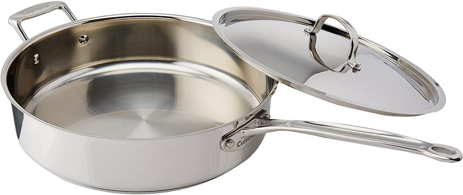 Cuisinart Stainless Steel, 5.5 Quart Sauté Pan w/ Cover, Helper Handle, Chef's Classic, 733-30H - CookCave