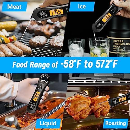 Biison Meat Thermometer for Grilling, Digital Instant Read Food Thermometer with Bottle Cap Opener, Kitchen Gadgets with Backlight & Calibration for Candy, BBQ, Grill,Liquids, Beef, Turkey - CookCave