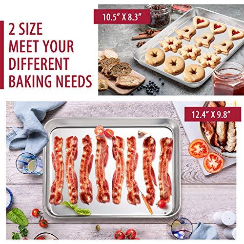 E-far 12-Piece Stainless Steel Bakeware Sets, Metal Baking Pan Set Include Round Cake Pans, Square/Rectangle Baking Pans with Lids, Cookie Sheet, Loaf/Muffin/Pizza Pan, Non-toxic & Dishwasher Safe - CookCave