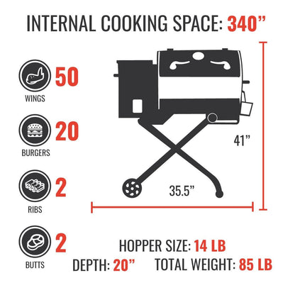 recteq Road Warrior 340 Portable Pellet Grill | Electric Pellet Smoker Grill, BBQ Grill, Outdoor Grill - Wood Pellets - Grill, Sear, Smoke, and More! | Perfect for Camping and Tailgates - CookCave