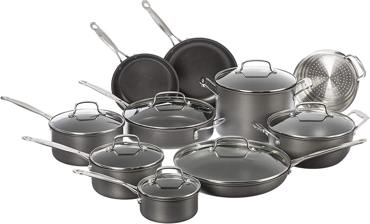 Cuisinart 17-Piece Cookware Set, Chef's Classic Nonstick Hard Anodized, 66-17 - CookCave