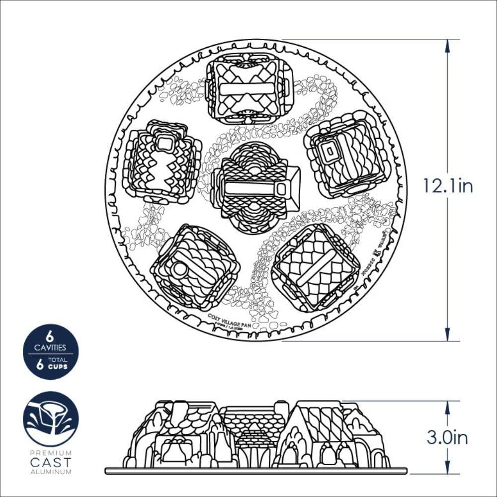 Nordic Ware Cozy Village Gingerbread House, 6 Cups, Silver - CookCave