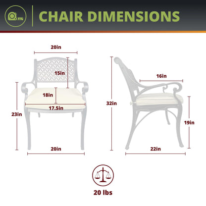 Kinger Home 5-Piece Outdoor Patio Dining Set for 4 Cast Aluminum Patio Furniture Set Table and Chairs Set of 4 wth Cushions - CookCave