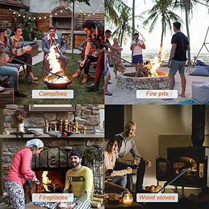 Fire Pit Poker, 46 Inch Extra Long Outdoor Fire Poker for Fireplace, Fire Pit, Campfire, Wood Stove and Indoor Use, Heavy Duty Wrought Steel Campfire Poker Tool, Rust-Resistant Black Finish - CookCave