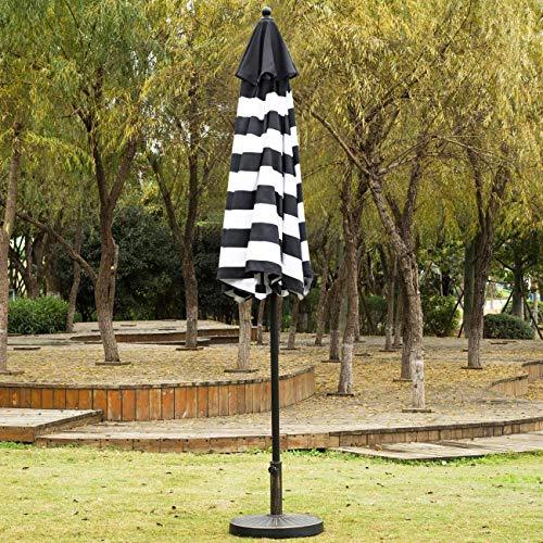 Sunnyglade 9' Patio Umbrella Outdoor Table Umbrella with 8 Sturdy Ribs (Black and White) - CookCave