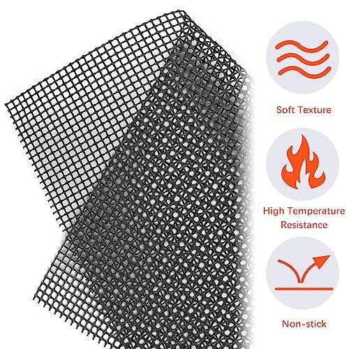 OSVINO Black Grill Mesh Mat 5 Pack Non-stick BBQ Grilling Sheet Liners 16"x12" Reusable Outdoor Barbecue Accessories Works on Gas Charcoal Electric Grill - CookCave