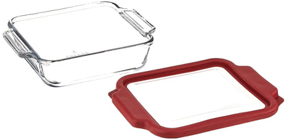 Anchor Hocking Glass Baking Dishes for Oven, 8 Inch Square Glass Cake Pan with TrueFit Cherry Lid - CookCave