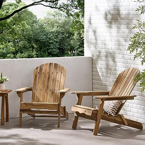 Christopher Knight Home Hanlee Folding Wood Adirondack Chairs, 2-Pcs Set, Natural Stained - CookCave