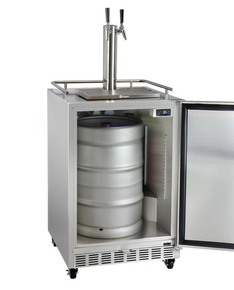 Kegco Kegerator 24" Wide Dual Tap Stainless Steel Commercial Beer Dispenser HK38SSC-2 - CookCave