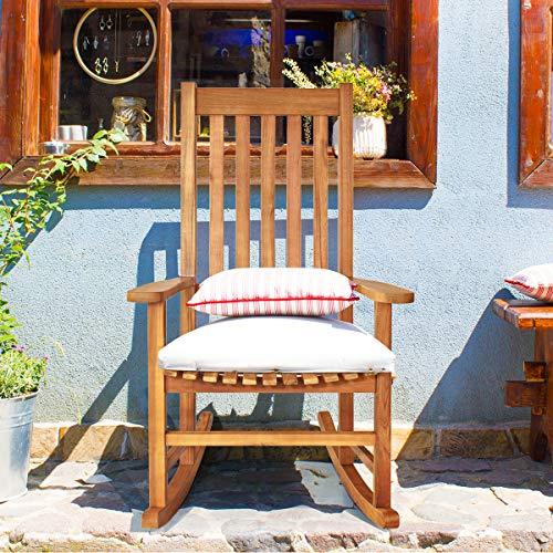 Giantex Rocking Chair Acacia Wood Frame Outdoor& Indoor for Garden, Lawn, Balcony, Backyard and Patio Porch Rocker (1, Natural) - CookCave