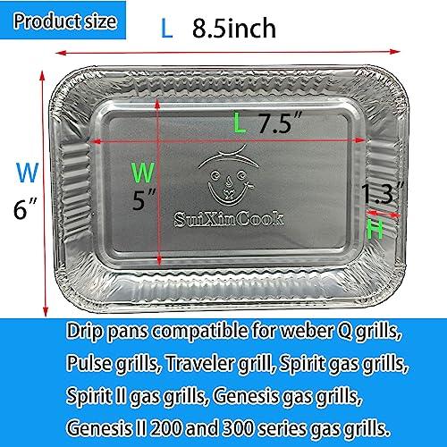 SuiXinCook Aluminum 6415 Drip Pans 30 Pack Compatible for Weber Grills drip Pans, Genesis Series, Q Series, Spirit Series & Traveler Grill,Grease Trays, 8.5" x 6"drip pan Liners - CookCave