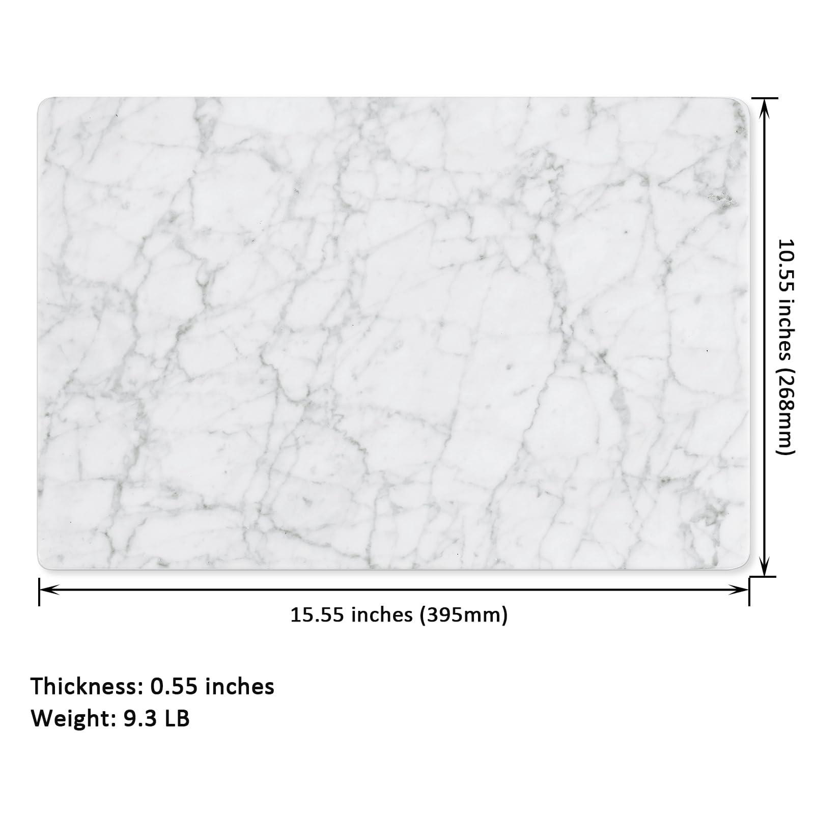 Tilingview Natural Carrara White Marble Board for Kitchen, Pastry Cheese Tray, Cutting Board with Non-Slip Rubber Feet (16"x10") - CookCave