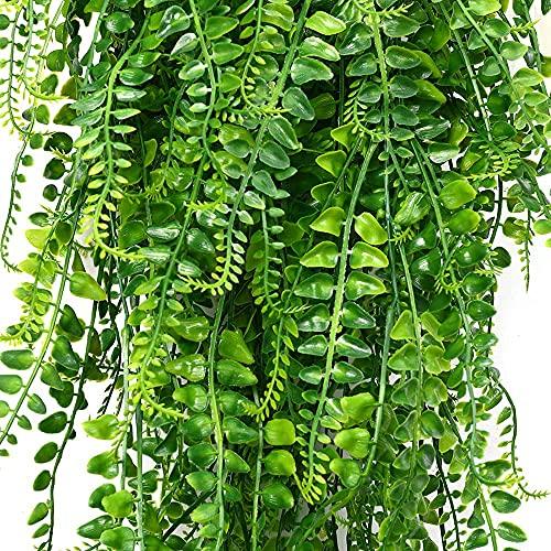 SzJias Artificial Hanging Plants Ferns Faux Fake Plants for Patio Porch Outdoor Decor (2 Pcs) - CookCave