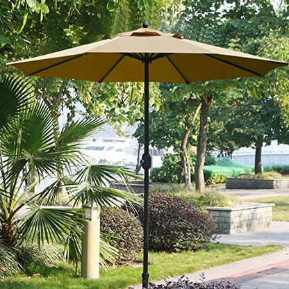 Sunnyglade 9Ft Patio Umbrella Outdoor Table Umbrella with 8 Sturdy Ribs (Tan) - CookCave