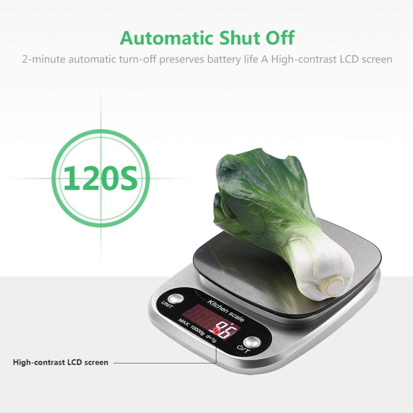 Digital Food Scale, 22 lbs/10kg Multifunction Kitchen Scale with Large Back-lit LCD Display and Tare Function for Cooking Baking Diets - CookCave