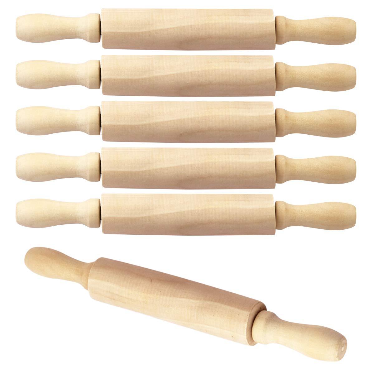 BILLIOTEAM 6 Pack 8 Inch Mini Wood Rolling Pin,Great for Children Kids Girls and Boys,Small Wooden Rollers for Art and Crafting,Baking,Cookie Dough,Cooking,Clay,Play Doh - CookCave