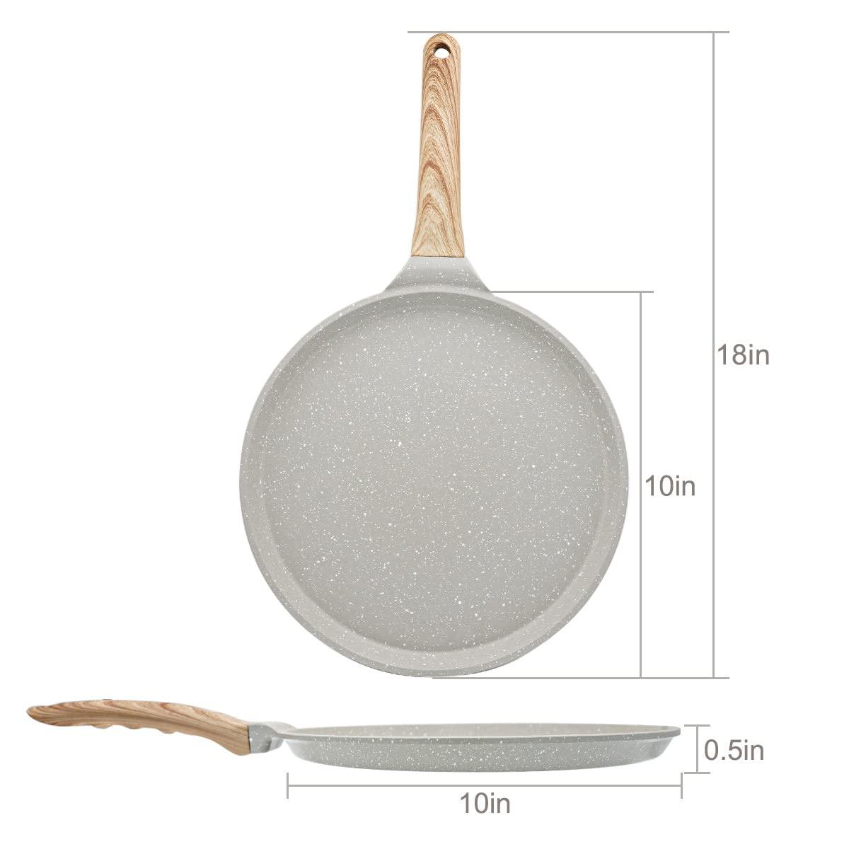 Bobikuke 10 inch Crepe Pan, Nonstick Pan for Crepes Omelette Tortillas Crispy Pancake, Dosa Tawa Tortilla Pan, Griddle Pancake Pan for Roti Indian, Induction Compatible - CookCave