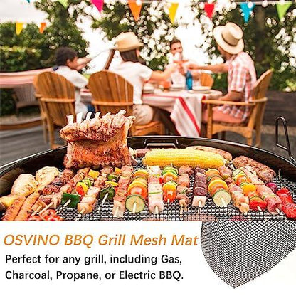 OSVINO Black Grill Mesh Mat 5 Pack Non-stick BBQ Grilling Sheet Liners 16"x12" Reusable Outdoor Barbecue Accessories Works on Gas Charcoal Electric Grill - CookCave